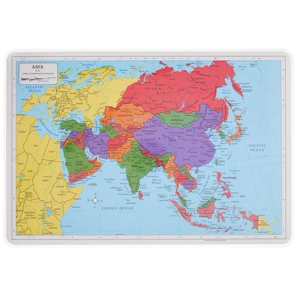 Mantel individual Painless Learning Asia Map, 30 x 45 cm, laminado