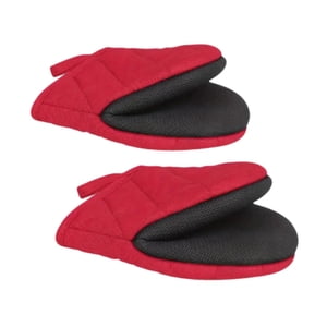 Magideal - 2 Piezas Guantes De Horno De Horno Corto Al Horno Multipropósito Anti Slip Horno Soporte Para Olla De Bote De Soporte Para Macetas Para La Barbacoa De Rojo