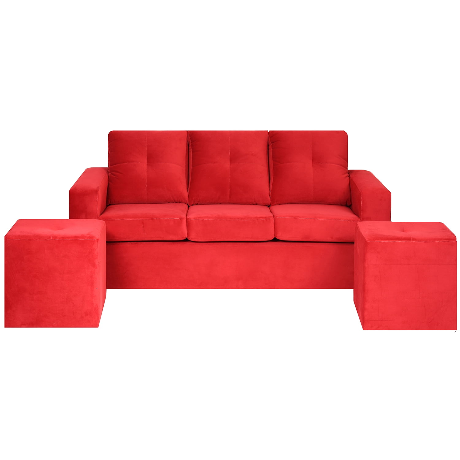Muebles América - Living Emilia Felpa Rojo