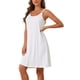 thumbnail image 4 of INSPIRE CHIC Vestido de Dormir de Modal Acanalado para Mujeres Regreso a Clases con Tirantes Dobles hasta la Rodilla para Descansar y Viajar L Blanco, 4 of 5