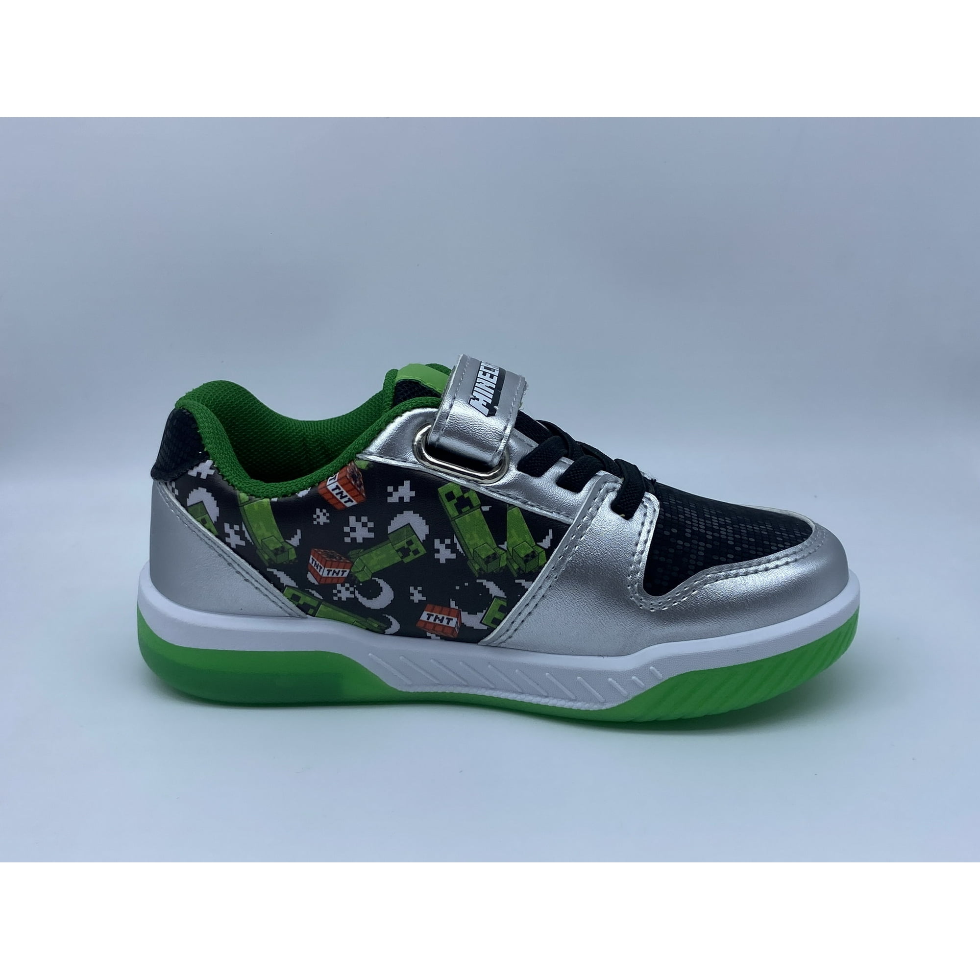 Zapatillas Con Luces Niño Negro Iconos Minecraft