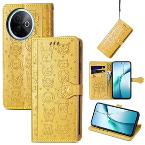 Funda Cartera Foxdock Para Vivo Y39 5G , Flip Pu Con Relieve De Gatos Y Perros, Tarjetero Y Soporte