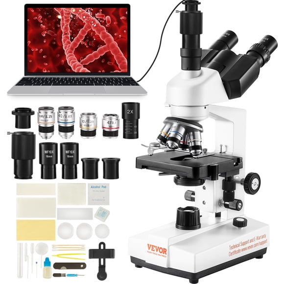 Microscopio compuesto VEVOR Trinocular con aumento de 40X-5000X
