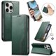 thumbnail image 5 of Funda tipo cartera para iPhone 16 Pro Max de piel con cierre magnético, ranuras para tarjetas y correa para la muñeca Verde, 5 of 6