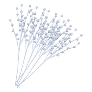 Magideal - 6 Uds Ramas De Bayas Artificiales Ramas De Bayas Decoración Del Hogar Diy Artesanía Decoración Florero Ramas De Bayas Para El Hogar Halloween Navidad Blanco