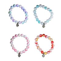 Tienda Lillifee - Pulsera De Cuentas Redondas Con Colores Suaves Con Pequeno Colgante Corazon Para Princesas