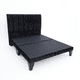 thumbnail image 1 of Cama europea 2 plazas de 150x190 con respaldo de rayas Felpa Negro y bases divididas, 1 of 2