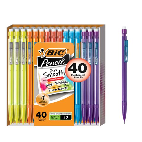 Lápiz Mecánico Bic Xtra Smooth De 0,7 Mm De Punta Mediana, Paquete De 40