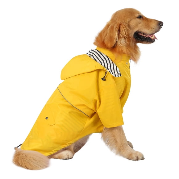 Chubasquero HDE para perros, doble capa, con cremallera y capucha, amarillo