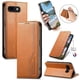 thumbnail image 3 of Funda tipo cartera para Google Pixel 9A de piel con cierre magnético, ranuras para tarjetas y correa para la muñeca Marrón, 3 of 6