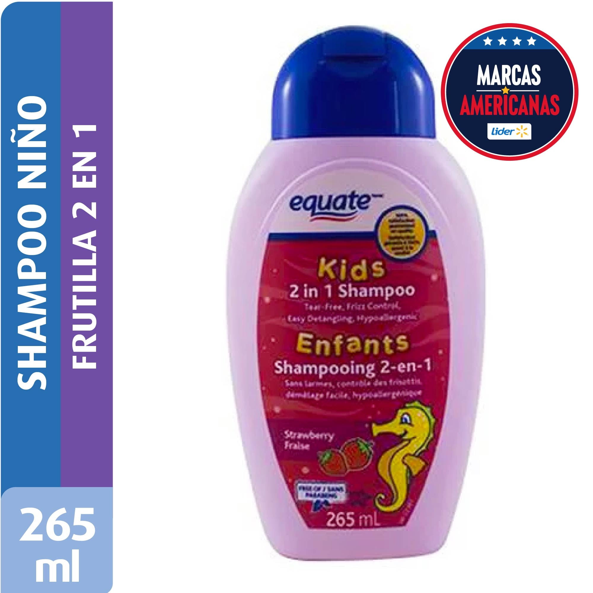 Shampoo Y Acondicionador Para Niños Aroma Frutilla 2 En 1 265 ml Equate