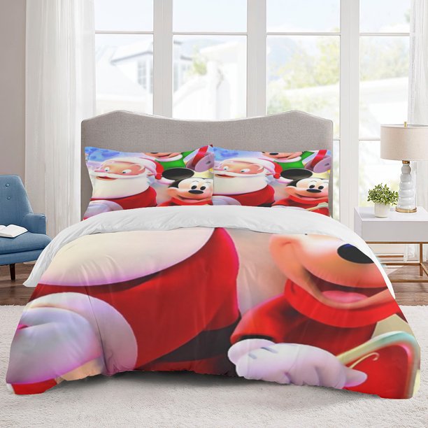 Mickey Mouse Bedding Sets Cartoon Duvet Cover Lightweight 3 Piece Bet Sets for Kids Boys Girls
