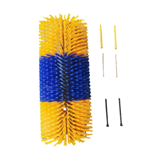 Cepillo para rascar ganado, cepillo para rascar ganado, cepillo para rascar la espalda de los animales, cepillo para caballos, rascador para ganado amarillo azul