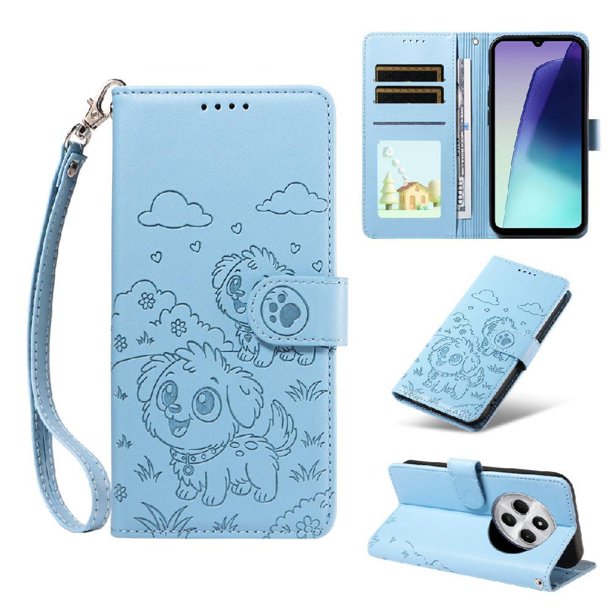 Funda Billetera FOXDOCK Compatible con Xiaomi POCO M7, Diseño Perrito Tierno, Ranuras para Tarjetas y Soporte Plegable