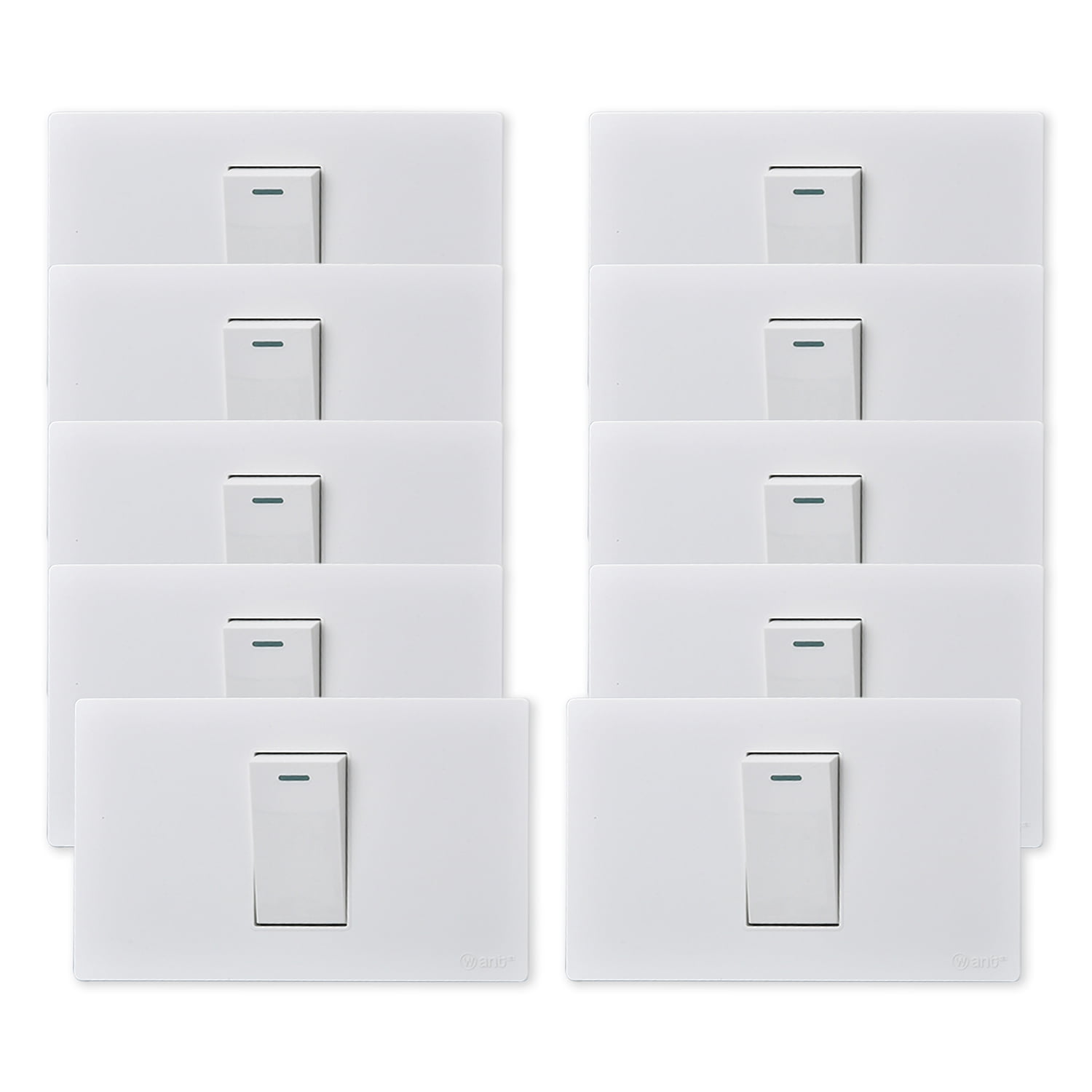 Want - Pack 10 Interruptores Simple Metálico 9/12 16a - Blanco