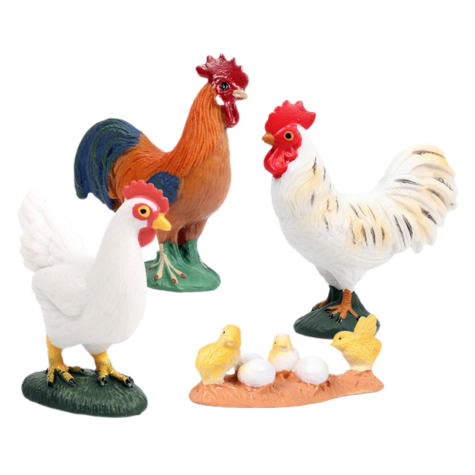 Magideal - Figuras De Animales Figuras De Animales Realistas Juguetes, Simulación De Cumpleaños Modelos De Animales Terrestres Adorno Para Festivales Niños Niñas Pollo