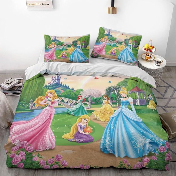 Cartoon Princess Theme 3 Piece Duvet Cover Bedding Set with 1 Duvet Cover + 2 Pillow Cases