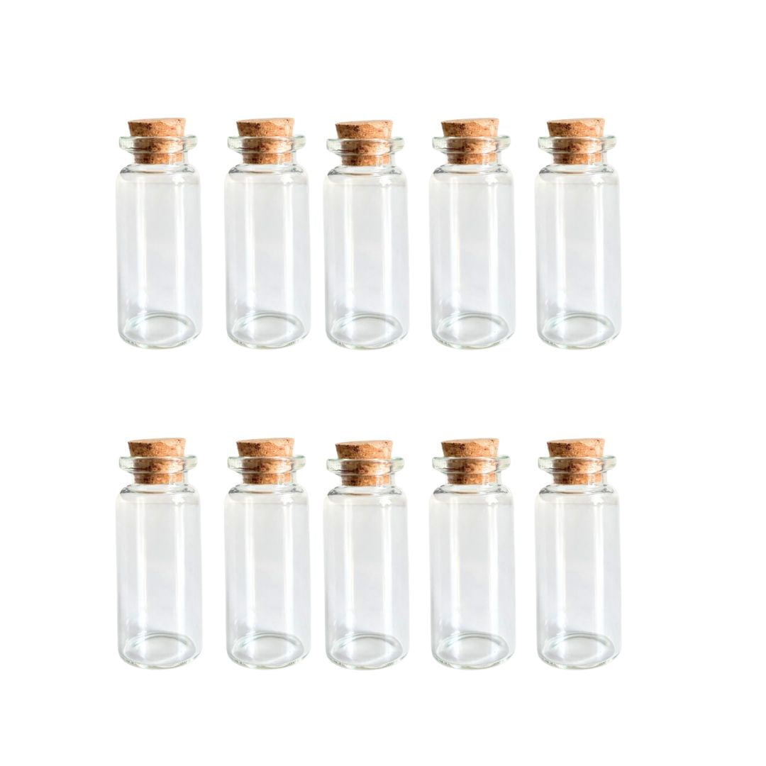 Genérico - Set De 12 Botellitas De Vidrio Con Corcho 7x3 Cm