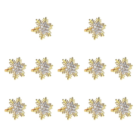 Bothyi - 12 Piezas De Porta Servilletas Con Forma De Copo De Nieve Para Navidad, Para La Fiesta De Bodas De Acción De Gracias, Color Dorado