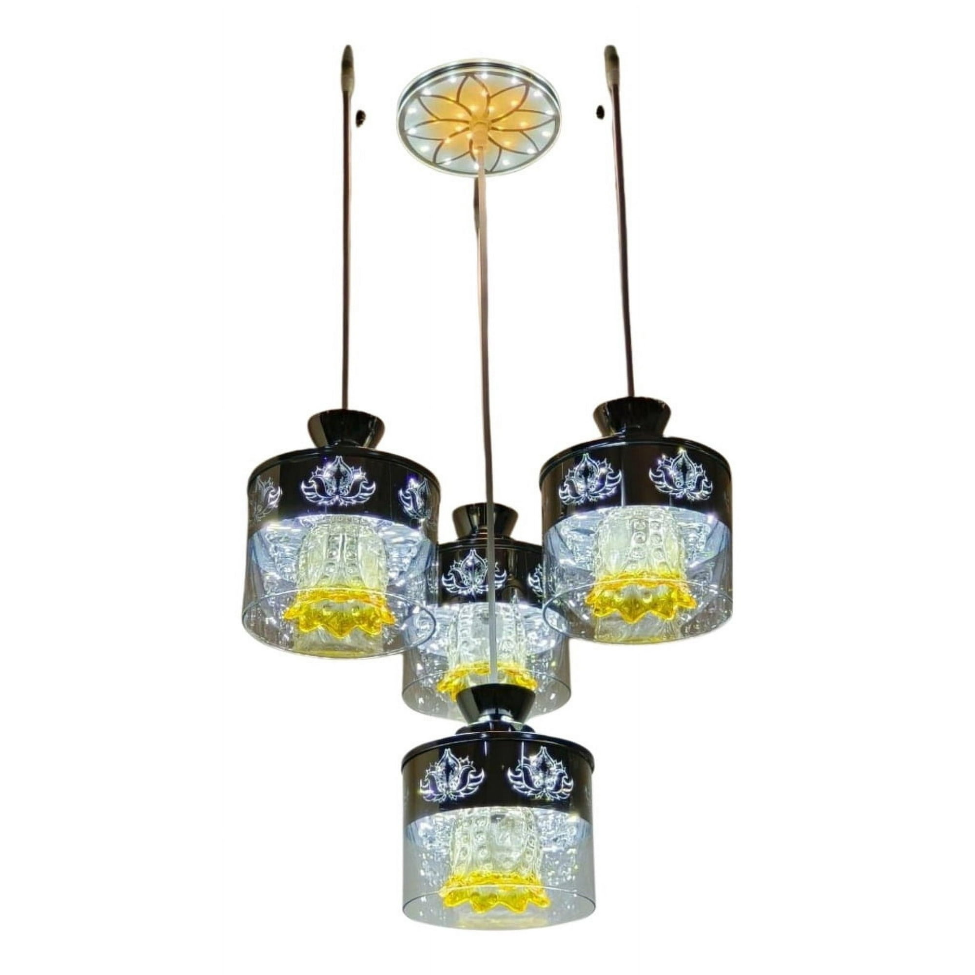 Genérico - Lampara Colgante Vidrio 4 Luces Moderna Hogar Lau