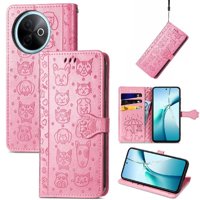 Funda Cartera Foxdock Para Vivo Y39 5G , Flip Pu Con Relieve De Gatos Y Perros, Tarjetero Y Soporte