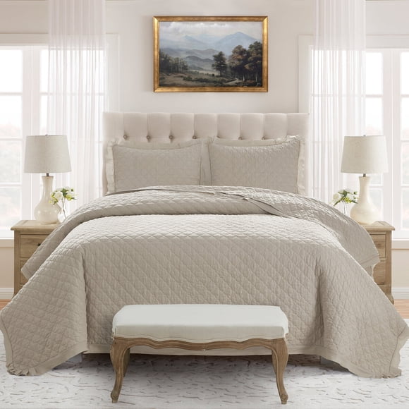 Cubrecama My Texas House Full/Queen Beige de 3 Piezas