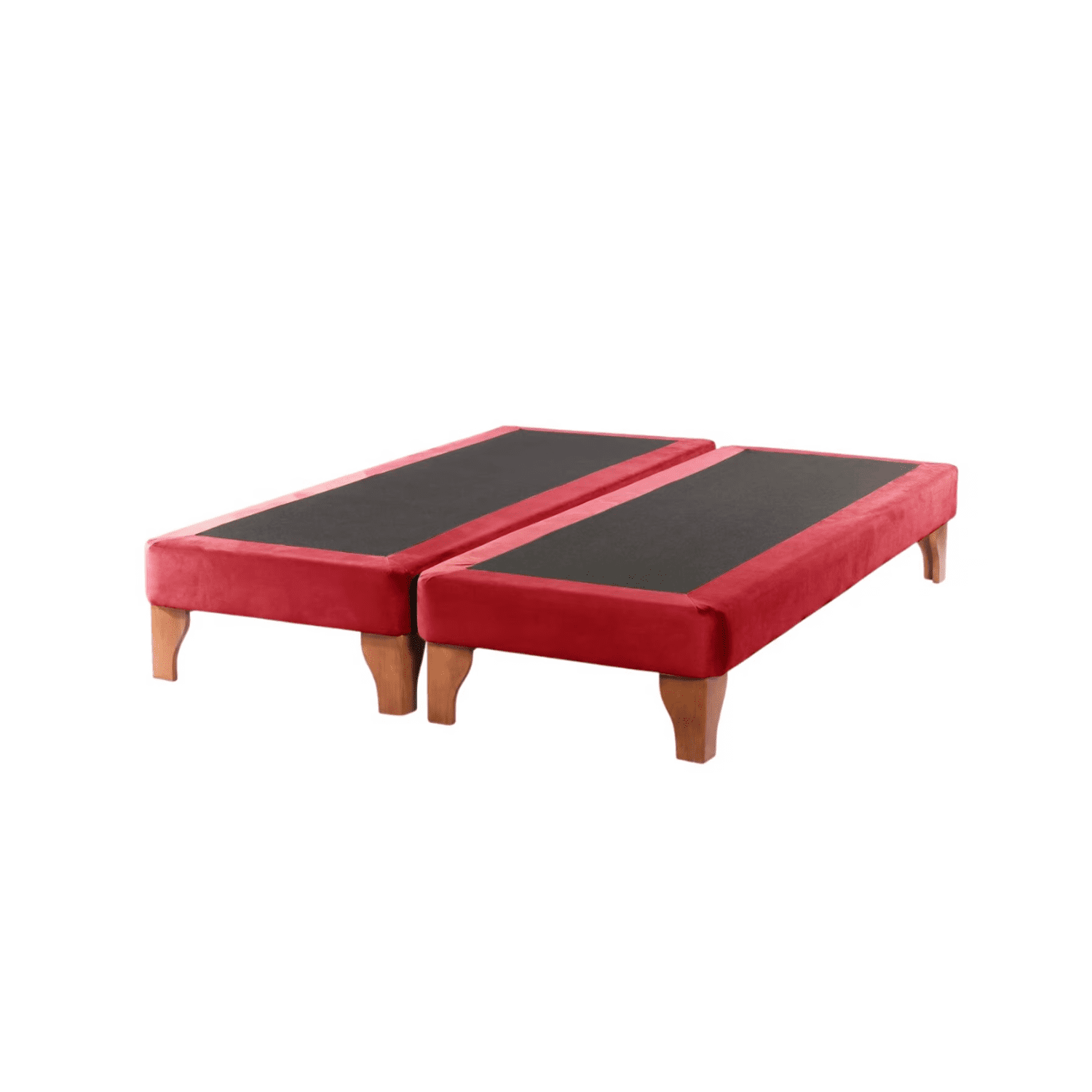Importclick - Base Dividida Cama Europea 2 Plazas 150x200 Cm Rojo Felpa