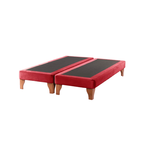 Importclick - Base Dividida Cama Europea 2 Plazas 150X200 Cm Rojo Felpa