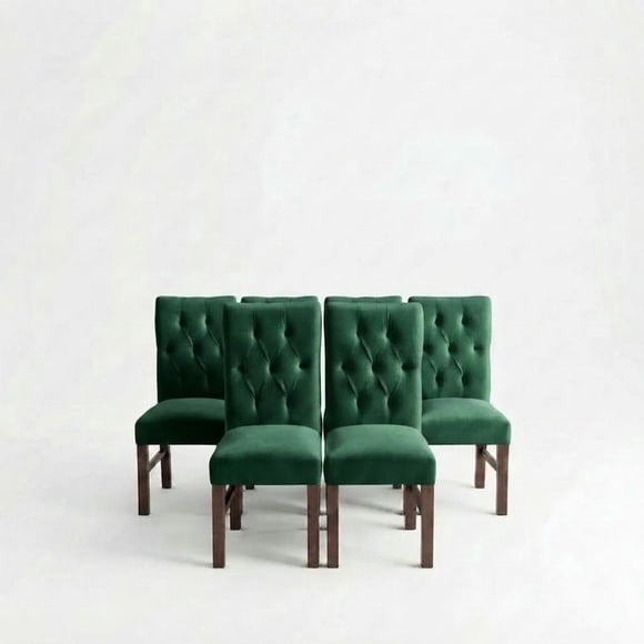 Pack 6 Sillas De Comedor Verde Felpa Capitone