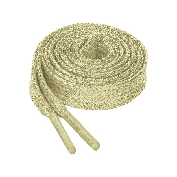 INSPIRE CHIC Cordones metálicos planos unisex de 1 cm de ancho con brillo y destello para reemplazo en zapatillas y botas 120 cm/47.24" Oro claro