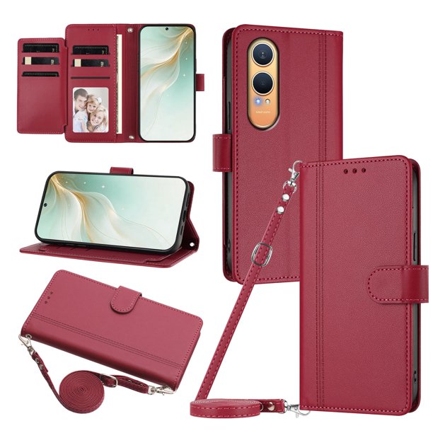 Funda Billetera de Cuero Sintético para OnePlus Nord CE4 Lite 5G, Rojo