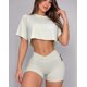 thumbnail image 1 of Conjunto Deportivo Mujer Short Pretina Cruzada Y Polera Crop, 1 of 3