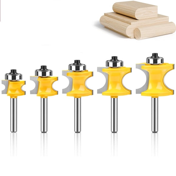 Set de 5 fresas de router WSOOX con vástago de 1/4" tipo bullnose