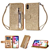 Foxdock - Funda Para Elegante Funda Iphone Xs Max Glitter Con Cremallera-Ideal Para El Uso Diario