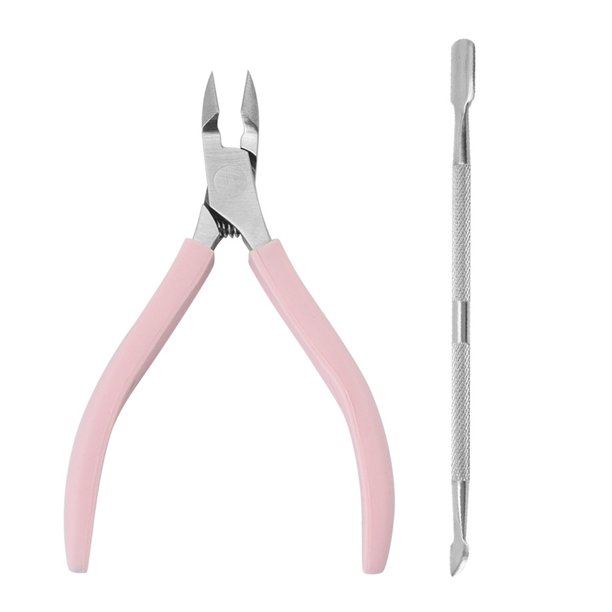 Cortacutículas con empujador de cutículas - Cortacutículas de acero inoxidable, herramientas para quitar cutículas de uñas de manos y pies