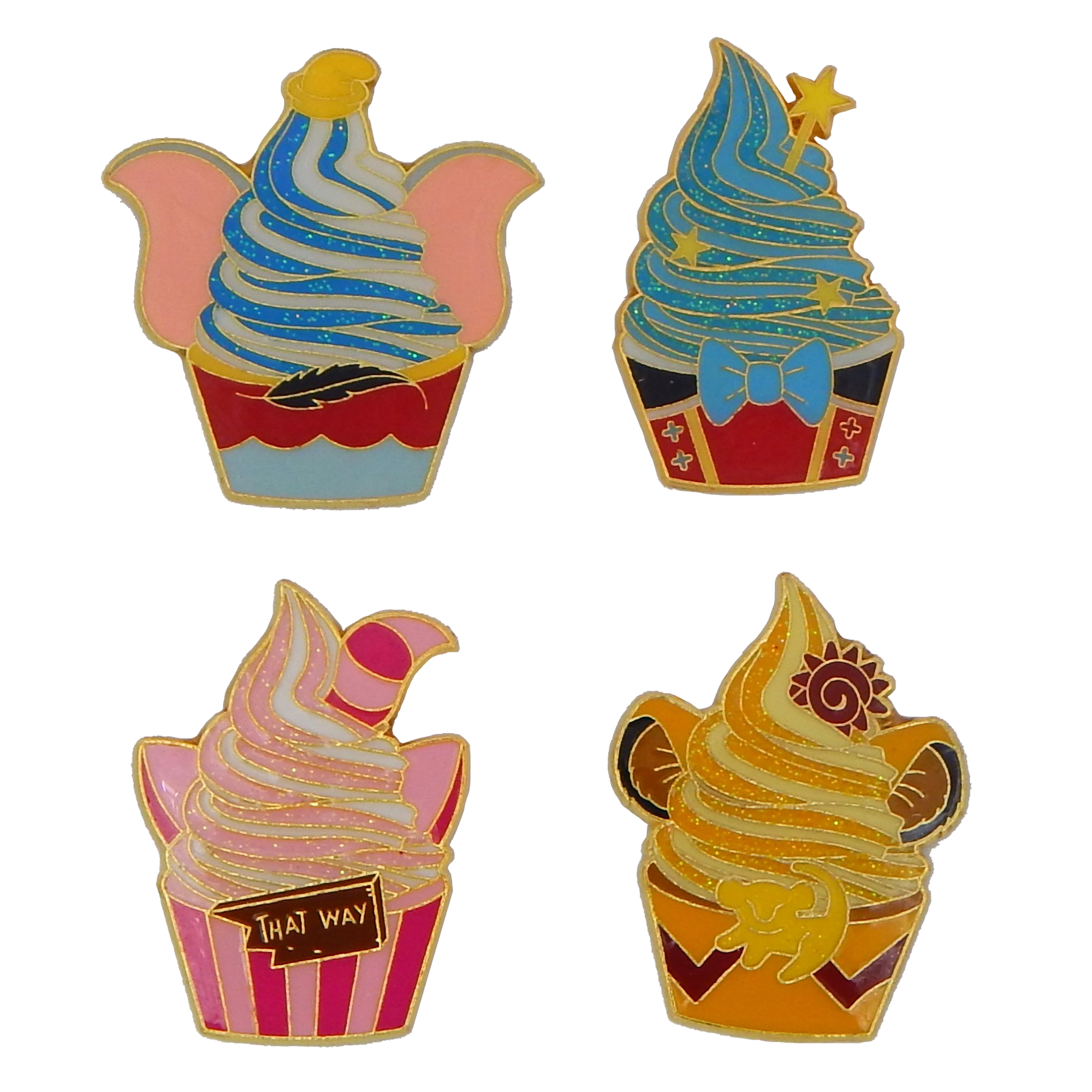 Set De 4 Pines Disney Helado Suave Personajes Parques