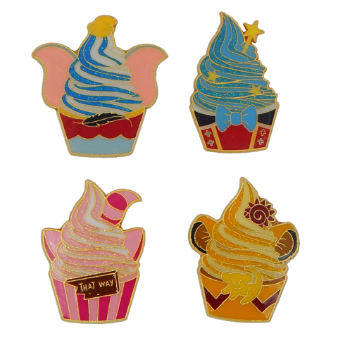 Set De 4 Pines Disney Helado Suave Personajes Parques