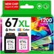 thumbnail image 1 of Cartuchos de Tinta Pitooler 67XL Paquete Combo Negro/Color, 1 of 6