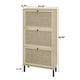 thumbnail image 3 of Rattan 3 Door Shoe Rack, Freestanding Modern Shoe Storage Cabinet, for Entryway, 3 of 3