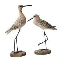 Magideal - 2 Piezas Figurinas De Gaviota Artesanía De Madera Estatua De Pájaro Rústica Decoración Del Océano Con Detalles Realistas Adecuado Para La Sala Y El C Marrón