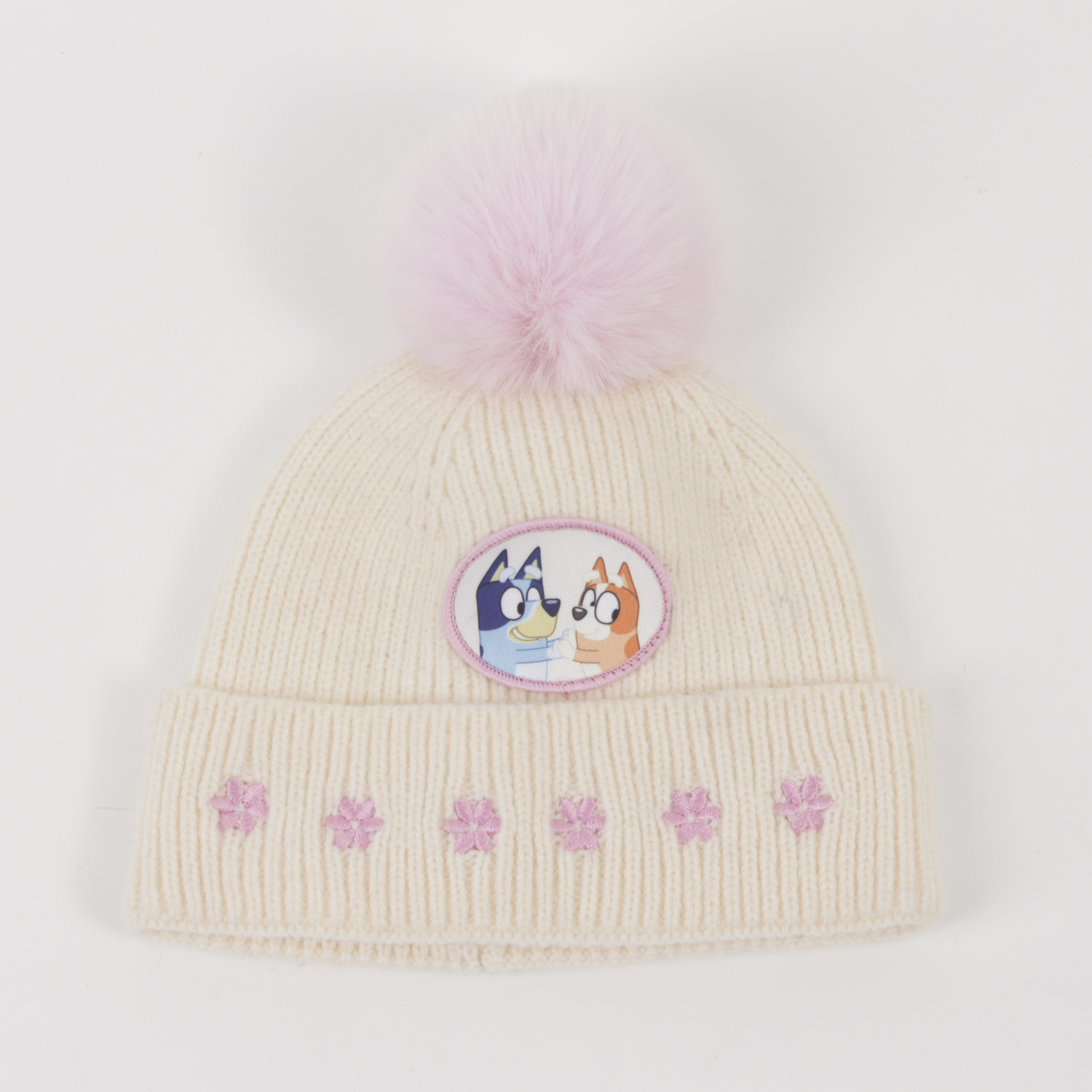 Gorro Con Pompón Niña Flores Rosado Bingo & Bluey