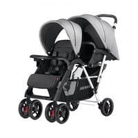 Coche Doble Duo Reclinable Plegable Premium Gris By Lubabycas