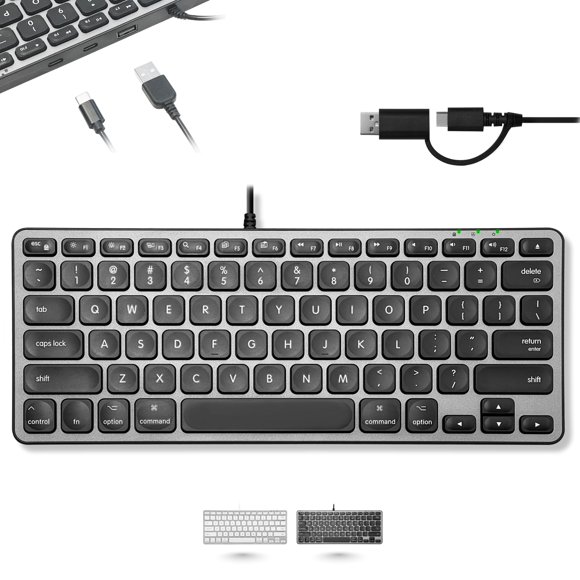 Teclado Macally con Hub USB‑C/A de 78 teclas Gris Espacial