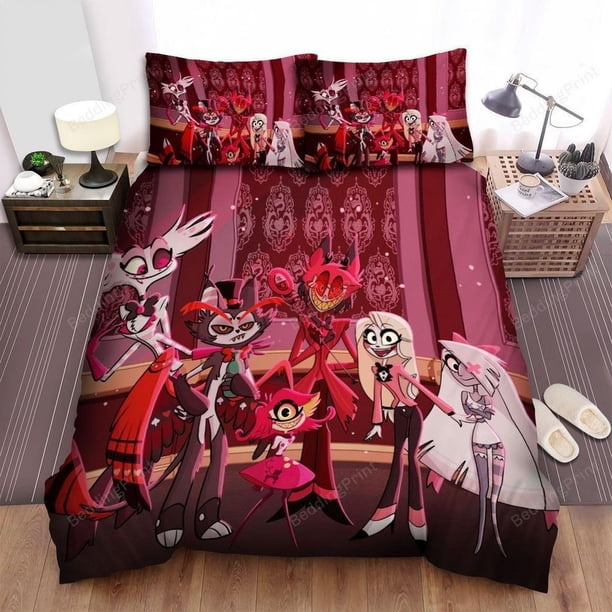 Hazbin Hotel Group Posing Fun Quilt Duvet Cover Set Kids Super Bed Linen3-Piece Bedding Set