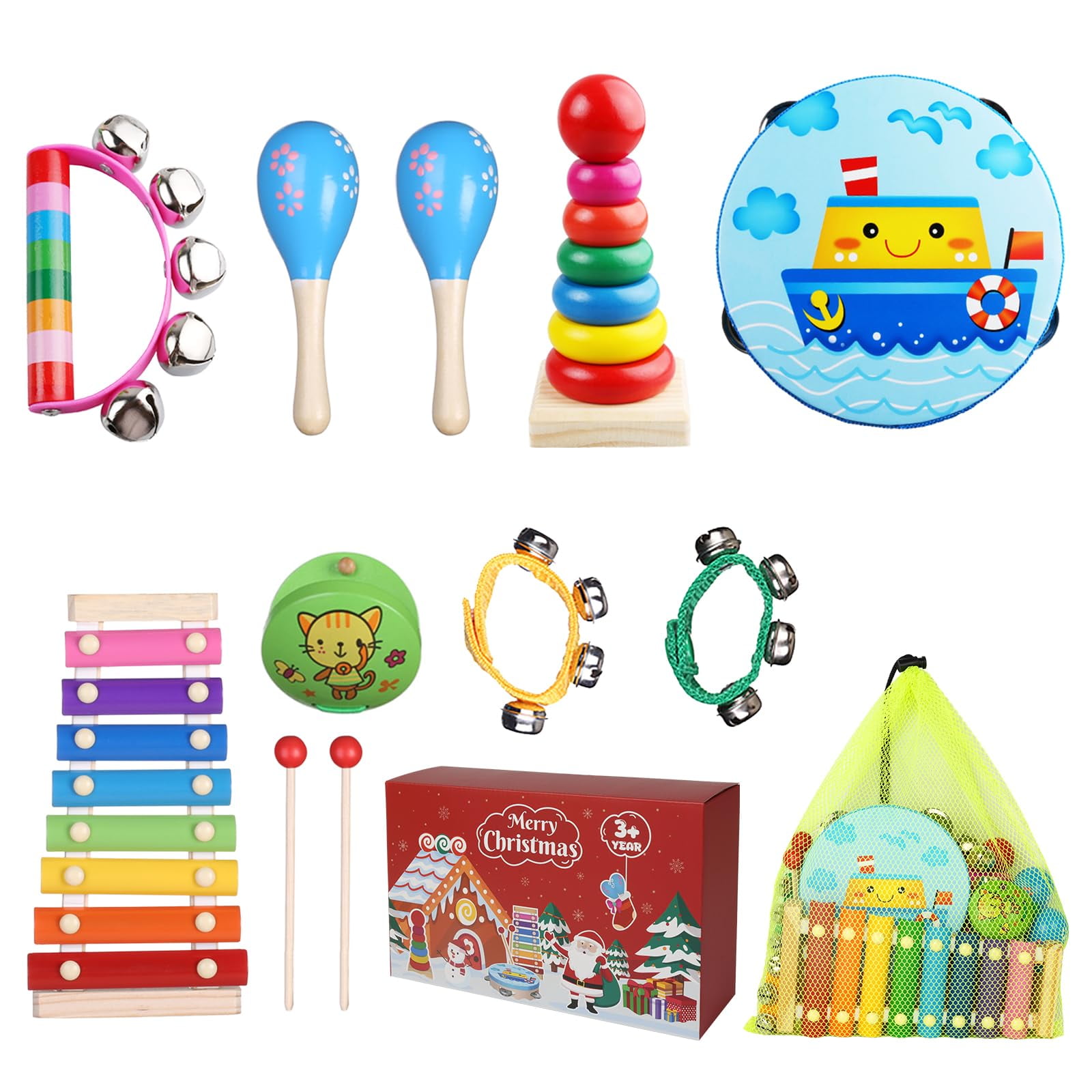 Childom - Instrumentos Musicales Infantiles Para Niños Pequeños Con Bolsa, 11 Piezas