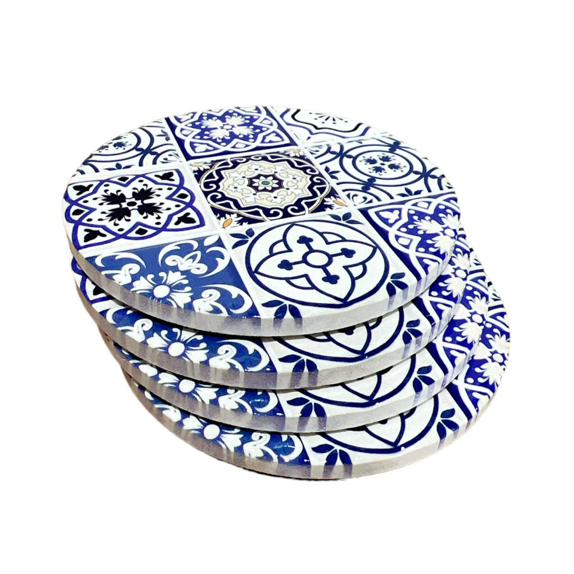 Oem - Set 4 Posavasos Colorido Ceramica Y Corcho 4 Piezas Redondo M8