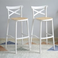 Venhoouse - Pack 2 Taburetes Crossback Danubio 75Cm Piso Bar O Terraza Apilable Blancos