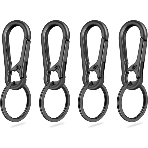 4-Pack Small Keychain Rings, Metal Key Carabiner Clip, Mini E