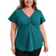 thumbnail image 1 of GRACE & GRANDEUR Blusa de Mujer Talla Grande con Botones Decorativos Cuello en V Mangas Volantes Blusas con Pliegues al Frente Elegantes y Casual 4X Verde Azulado, 1 of 7