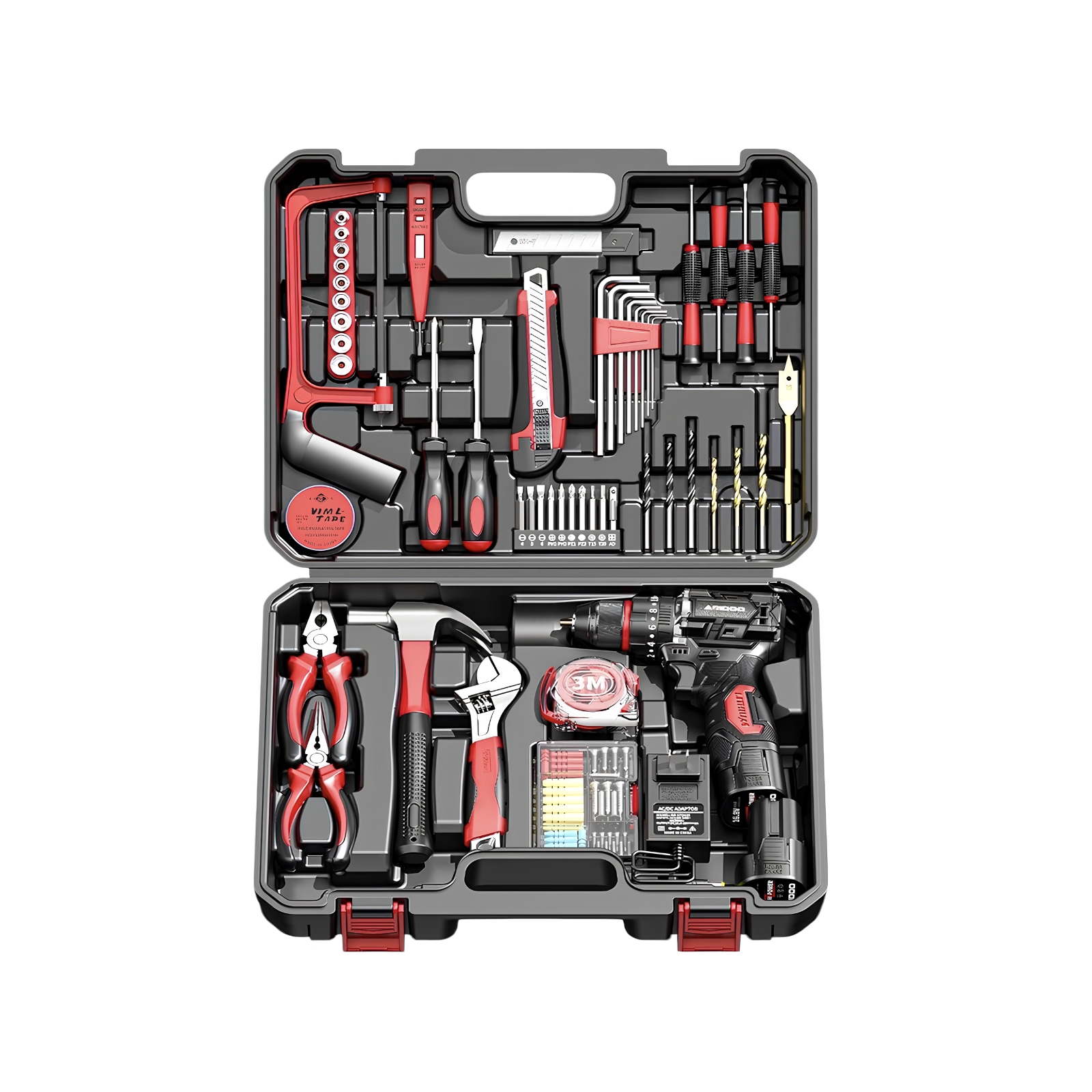 Lubabycas - Kit Taladro Inalámbrico 2 Baterías 16,8V 118 Piezas B01